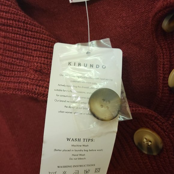 KIRUNDO 2023 Fall Winter Women's Long Sleeve Turtleneck Sweater Dress Button Dow - Picture 5 of 6